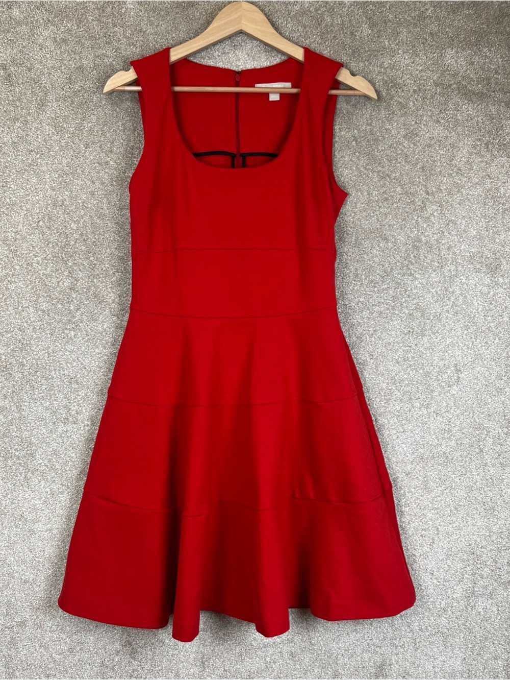 Banana Republic Dress Womens 6 Red Sleeveless Flare Stretch Back Zip- 4779